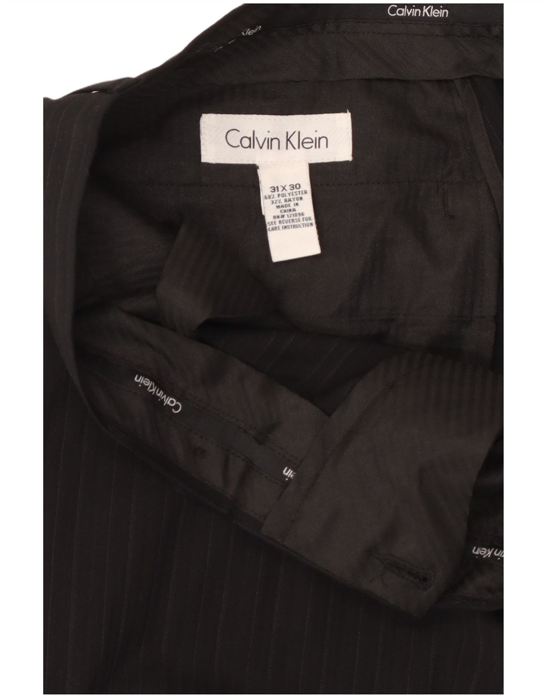 CALVIN KLEIN Pantaloni drepți pentru bărbați W31 L30 Poliester cu dungi negre