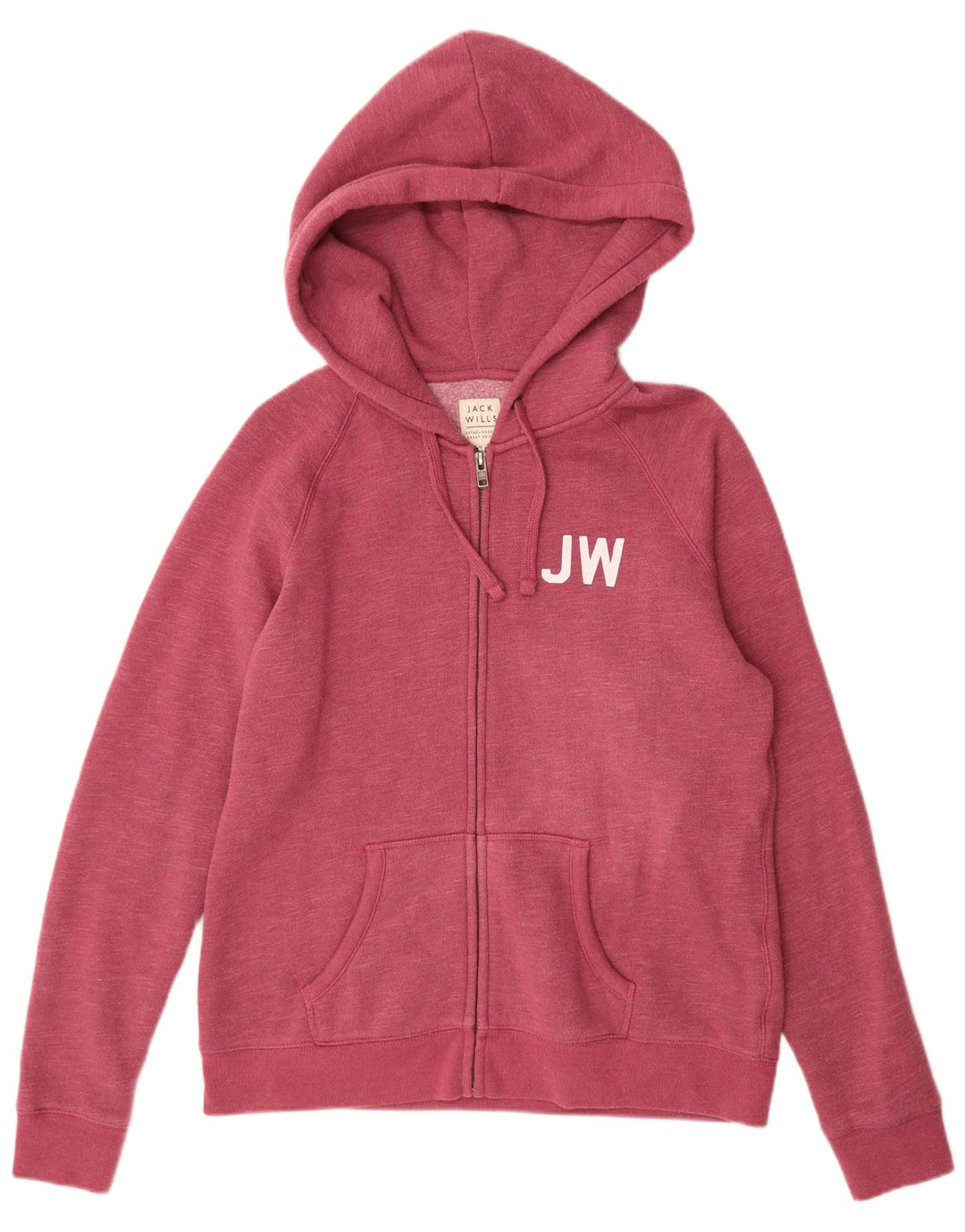 JACK WILLS Pulover cu capota cu fermoar pentru femei UK 16 mare Burgundy Flecked