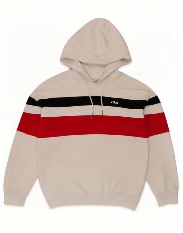 Fila Womens Tall Oversized Hoodie Jumper IT 40 Small White Colourblock