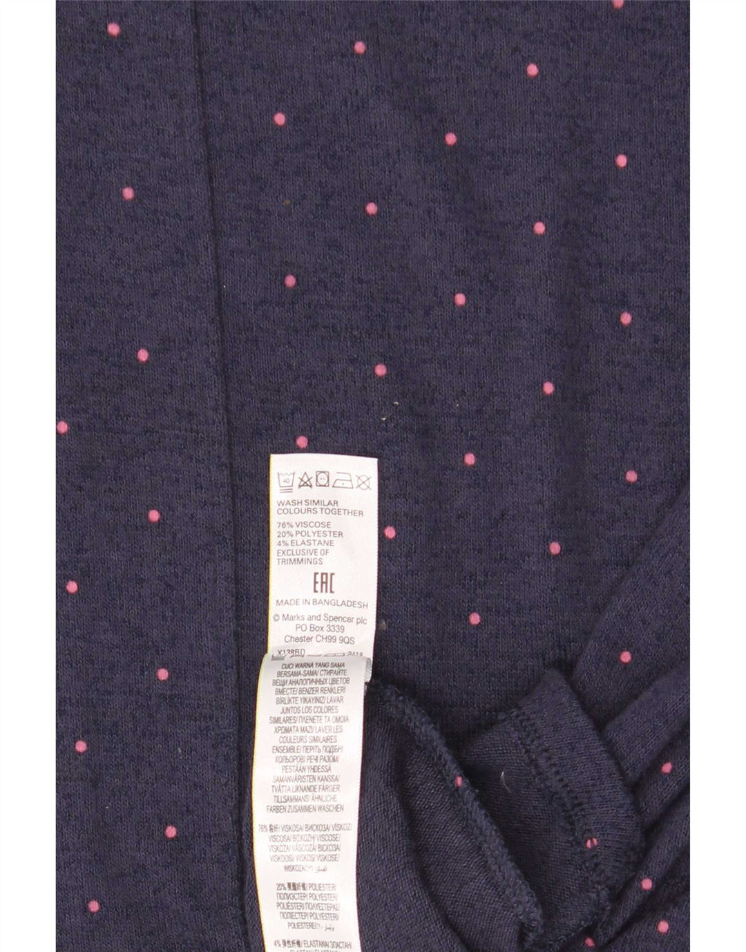 Marks & Spencer Top pentru femei cu mânecă lungă UK 14 mare bleumarin cu pete