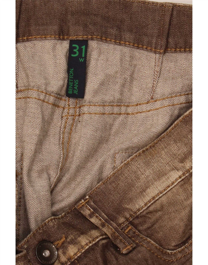 Fusta mini din denim cu talie joasă pentru femei Benetton W31 maro mediu