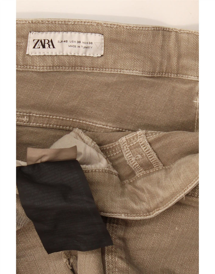 Pantaloni scurți din denim învechit pentru bărbați ZARA EU 46 XL W36 Kaki