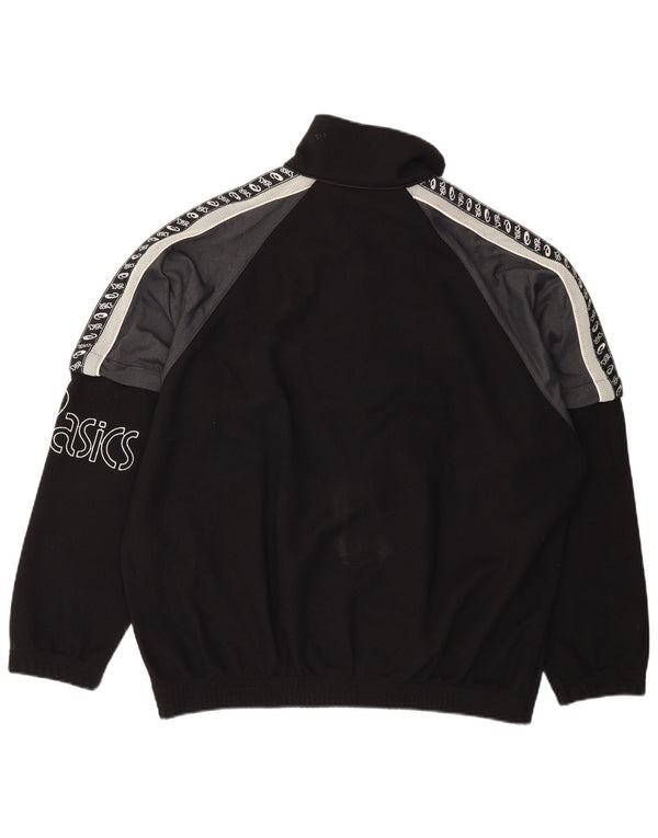 Jachetă de top pentru trening grafic Asics pentru bărbați, mare, negru, bloc de culoare