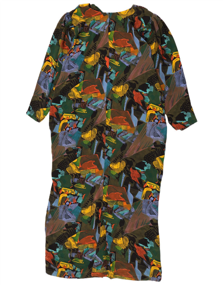 Rochie maxi vintage cu model abstract pentru femei UK 16 mare multicoloră