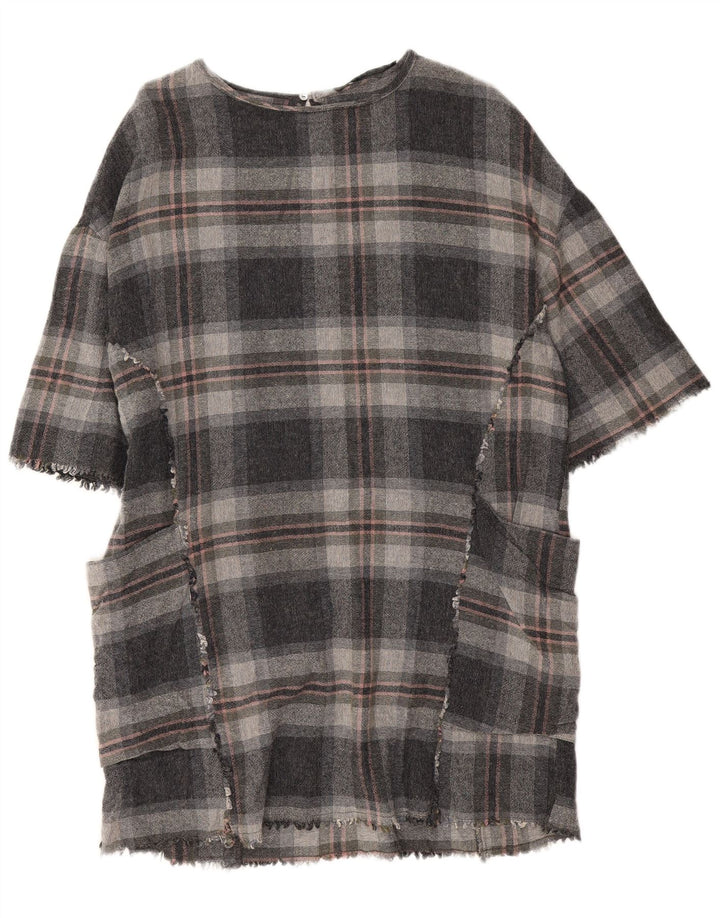 Rochie tunică pentru femei Zara UK 14 Medium Grey Check Viscose