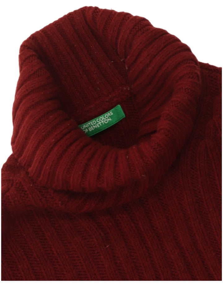 Pulover pentru bărbați Benetton cu gât rulat, mic burgundă