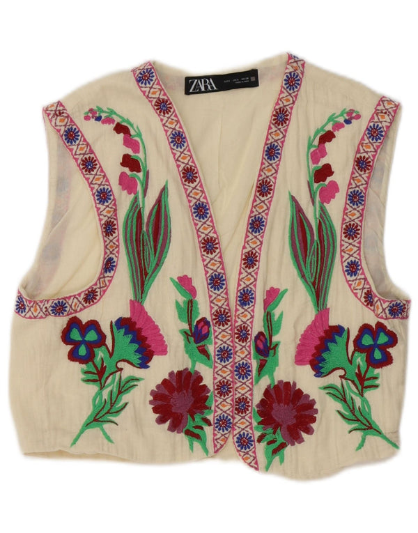 Vestă pentru femei Zara UK 10 Bumbac Floral Alb Mic