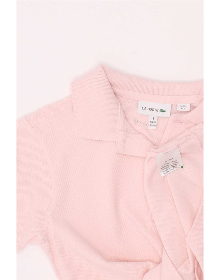 Tricou polo Lacoste pentru baieti 7-8 ani bumbac roz