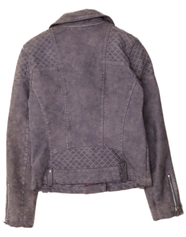Geaca de motociclist din piele artificială Tommy Hilfiger pentru femei UK 10, gri mic