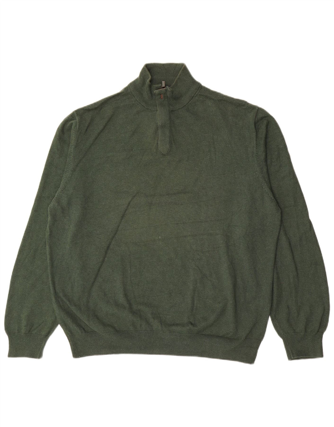 Pulover Massimo Dutti pentru bărbați, cu fermoar și gât, bumbac verde 2XL