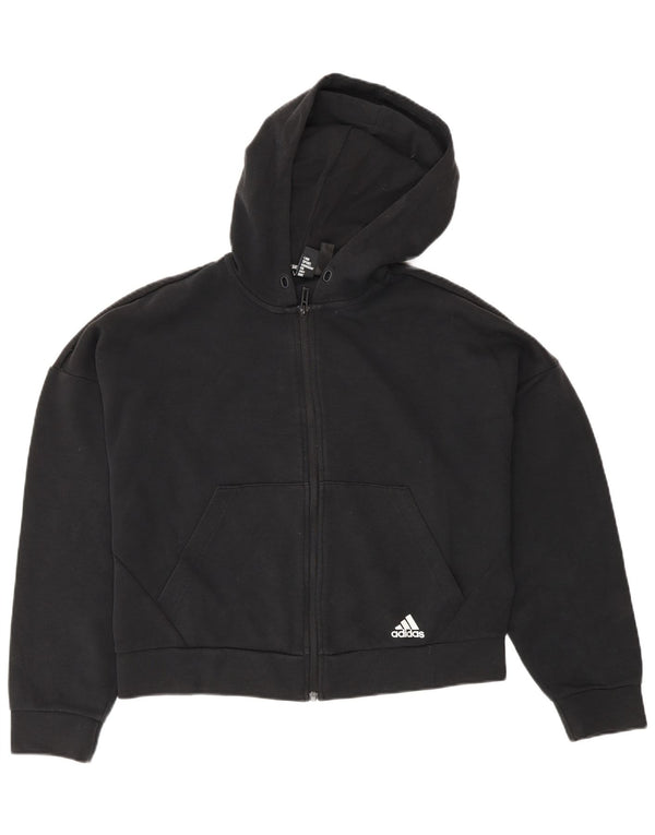 Pulover adidas cu capota supradimensionat, cu fermoar, UK 8/10, bumbac negru mic