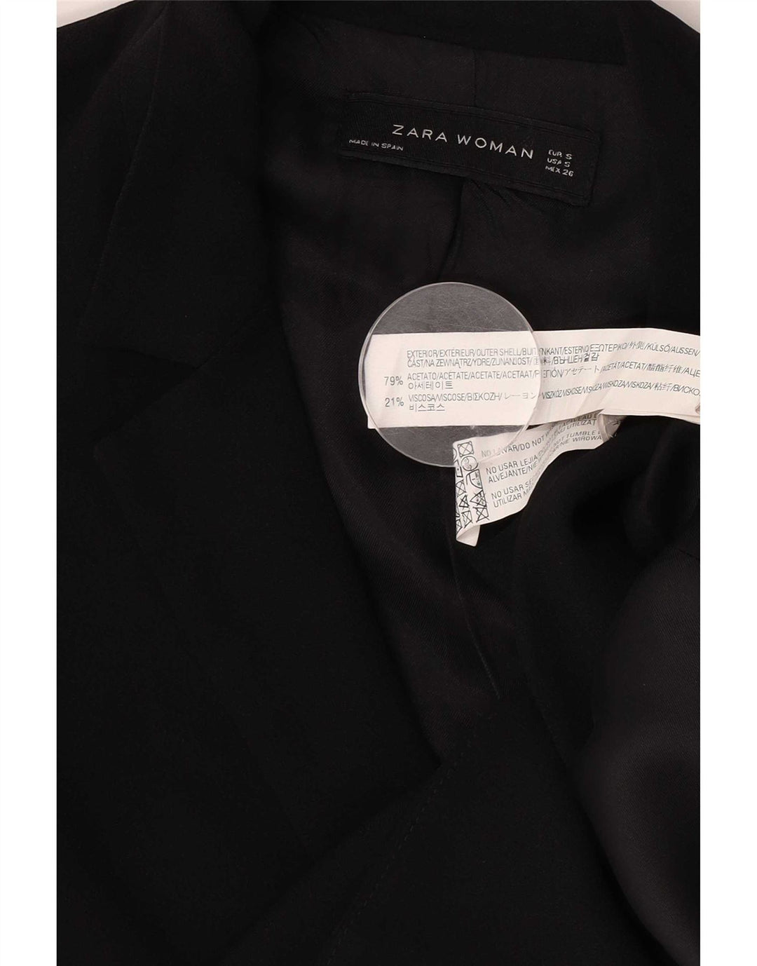 Jachetă Blazer pentru femei Zara, cu două piepturi, UK 10, Acetat negru mic
