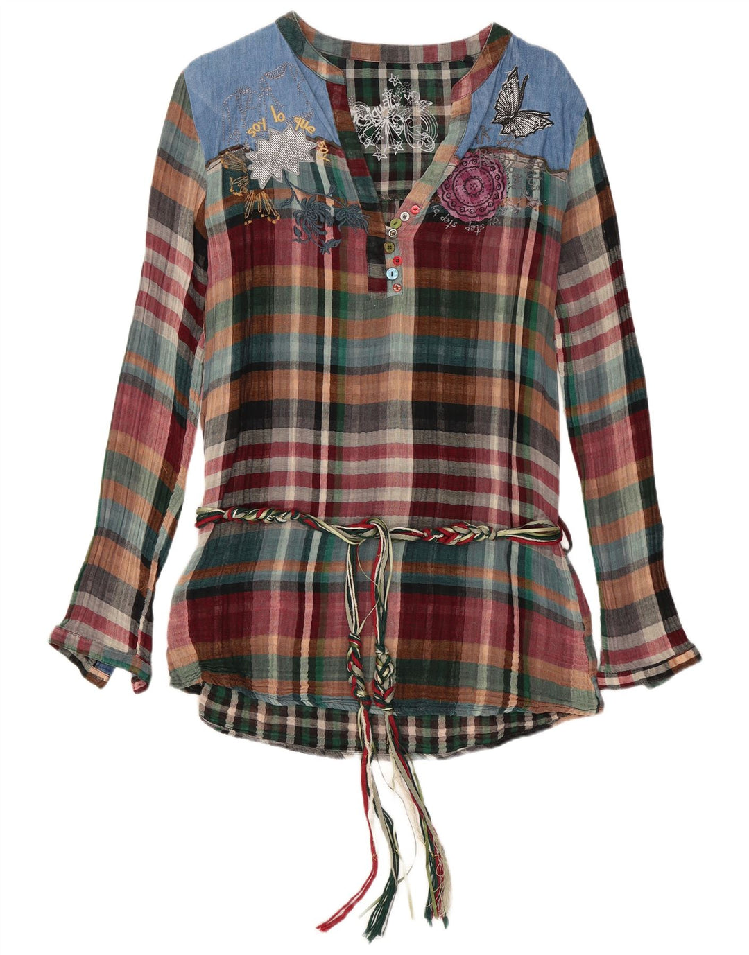 Bluză cu grafică DESIGUAL pentru femei, UK 16, cu carouri mari, multicolore