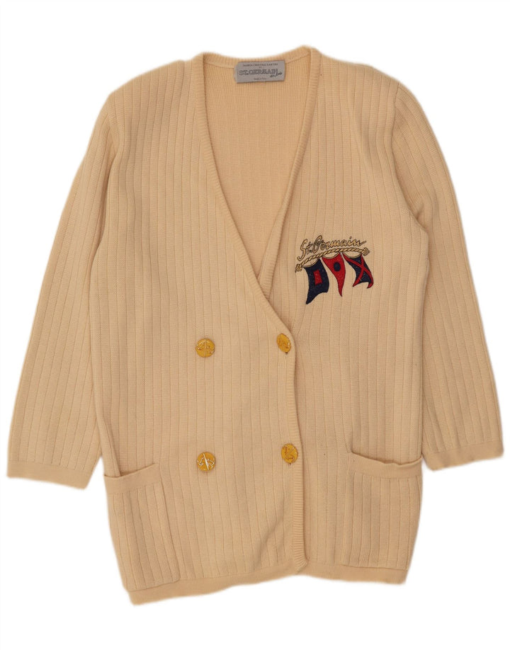 St. Germain Pulover cardigan cu paragate grafic pentru femei IT 48 XL Lână bej