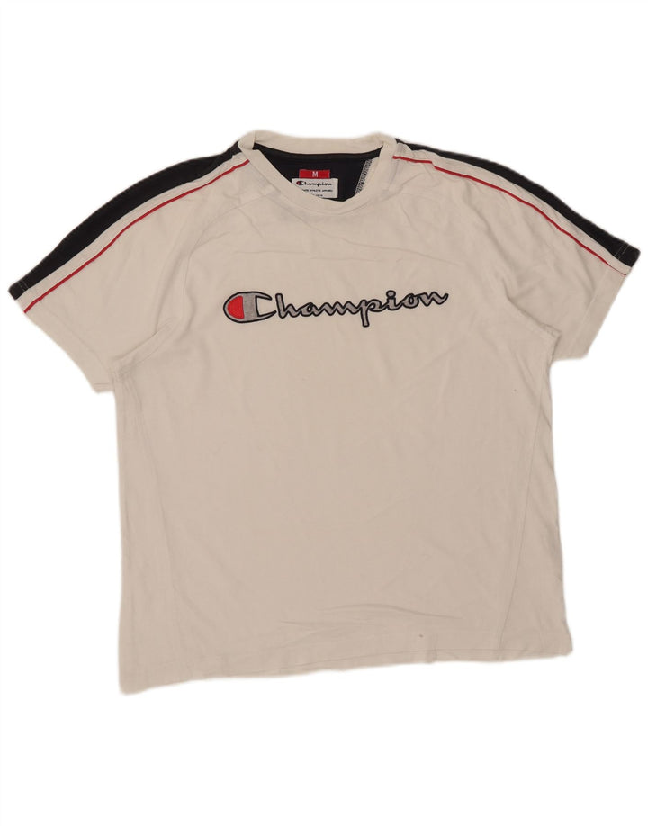 Tricou grafic pentru bărbați Champion Top mediu alb din bumbac color bloc