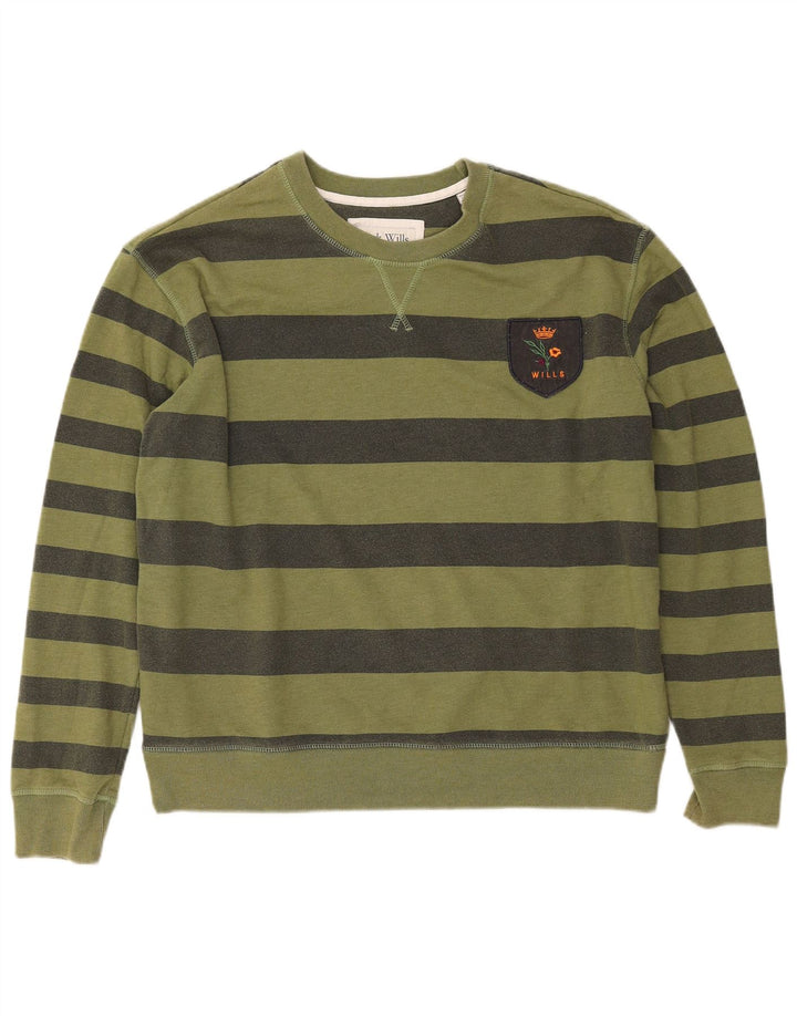 JACK WILLS Pulover supradimensionat pentru femei UK 14 mare kaki cu dungi