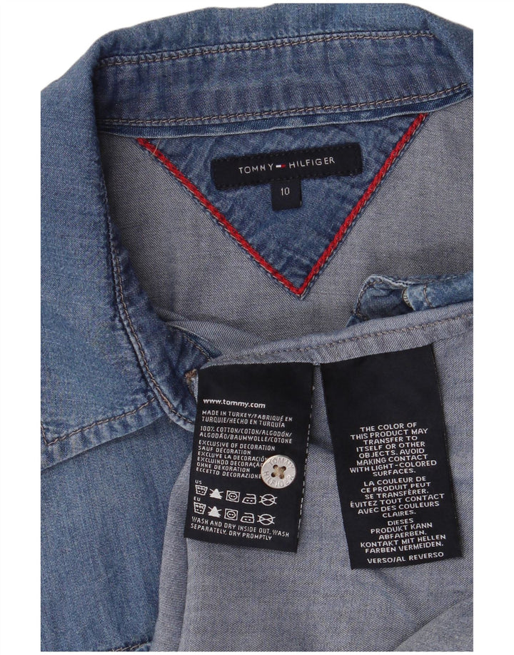 Cămașă de denim cu mânecă scurtă pentru femei Tommy Hilfiger US 10, bumbac albastru mare