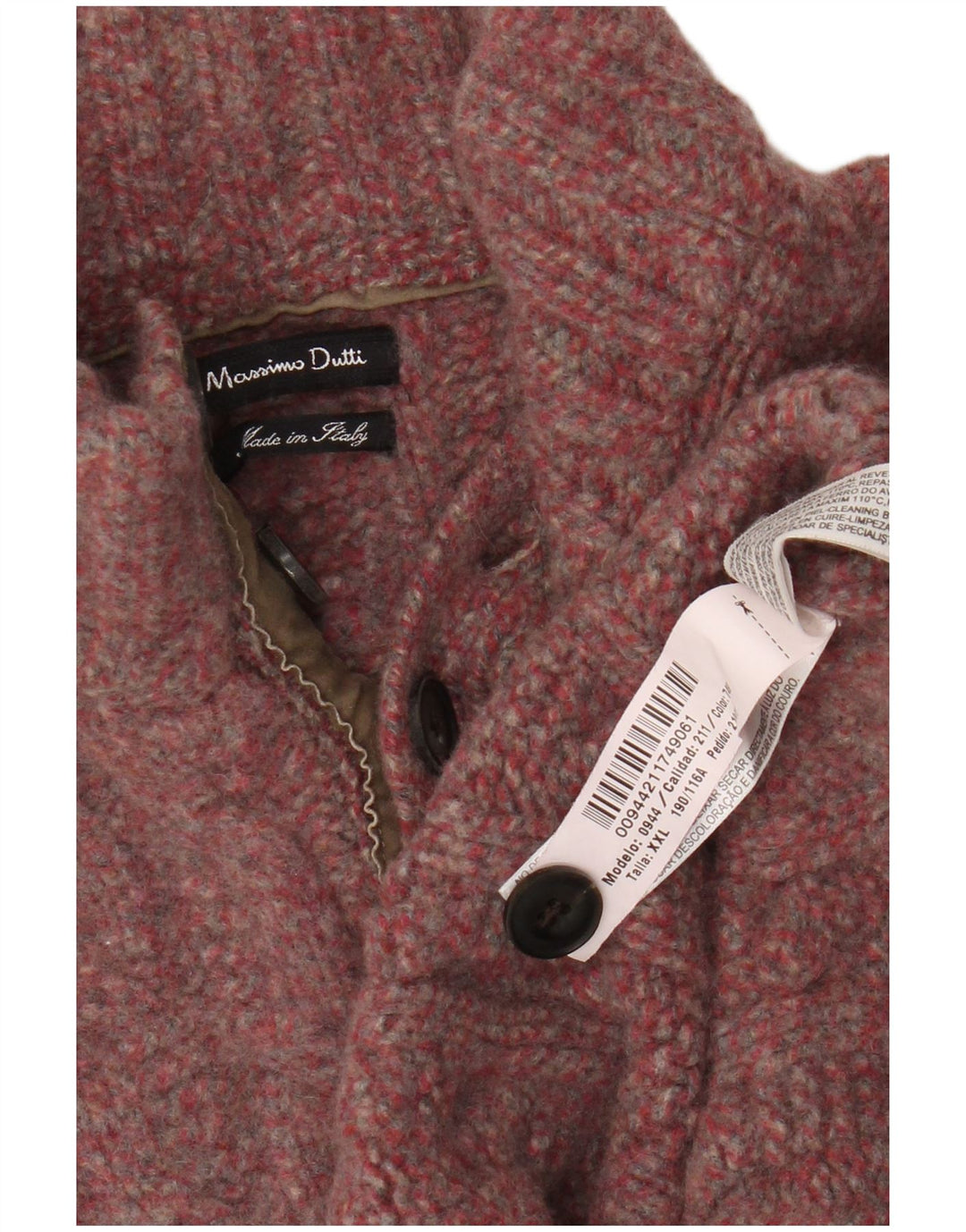 Pulover pentru femei Massimo Dutti, cu gât cu nasturi, UK 20 2XL, roz, lână