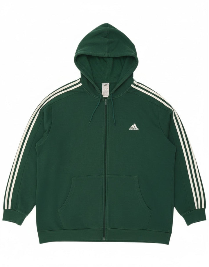 Pulover Adidas pentru bărbați, cu fermoar, bumbac verde 2XL