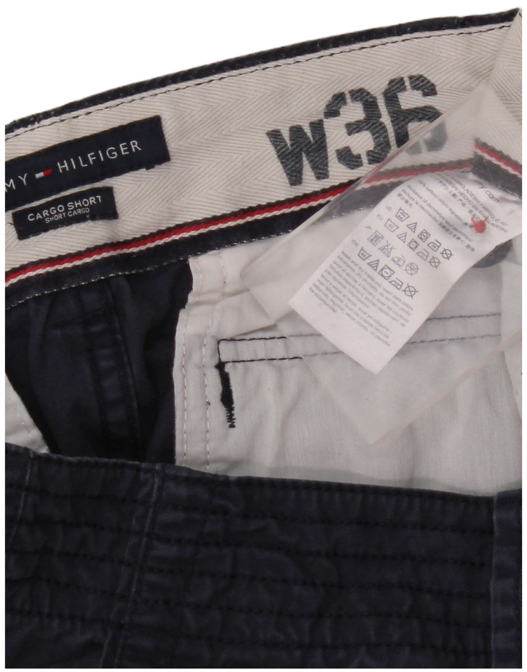 TOMMY HILFIGER Pantaloni scurți cargo pentru bărbați W36 mari, bumbac bleumarin