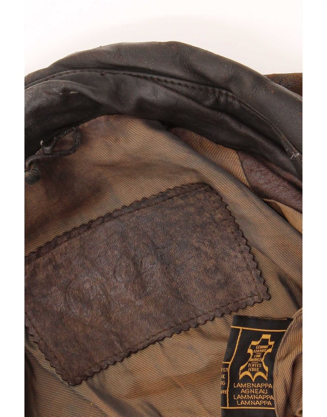 Gina Bacconi Jachetă Bomber din piele pentru bărbați UK 36 Mic Maro Patchwork Retro