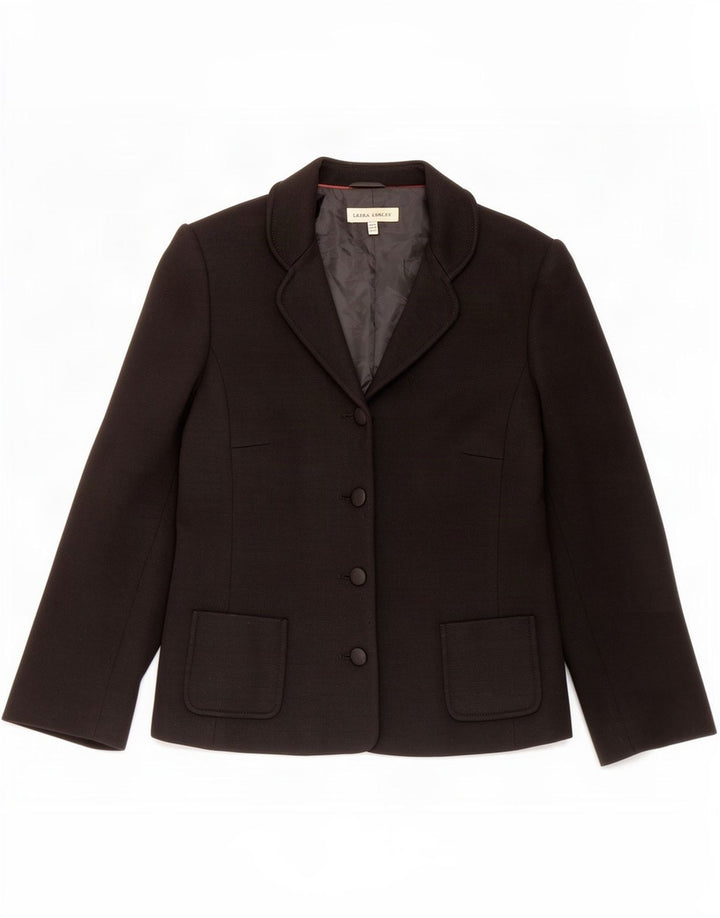 Jachetă blazer pentru femei Laura Ashley, cu 4 nasturi, UK 14, mare, negru, acrilic