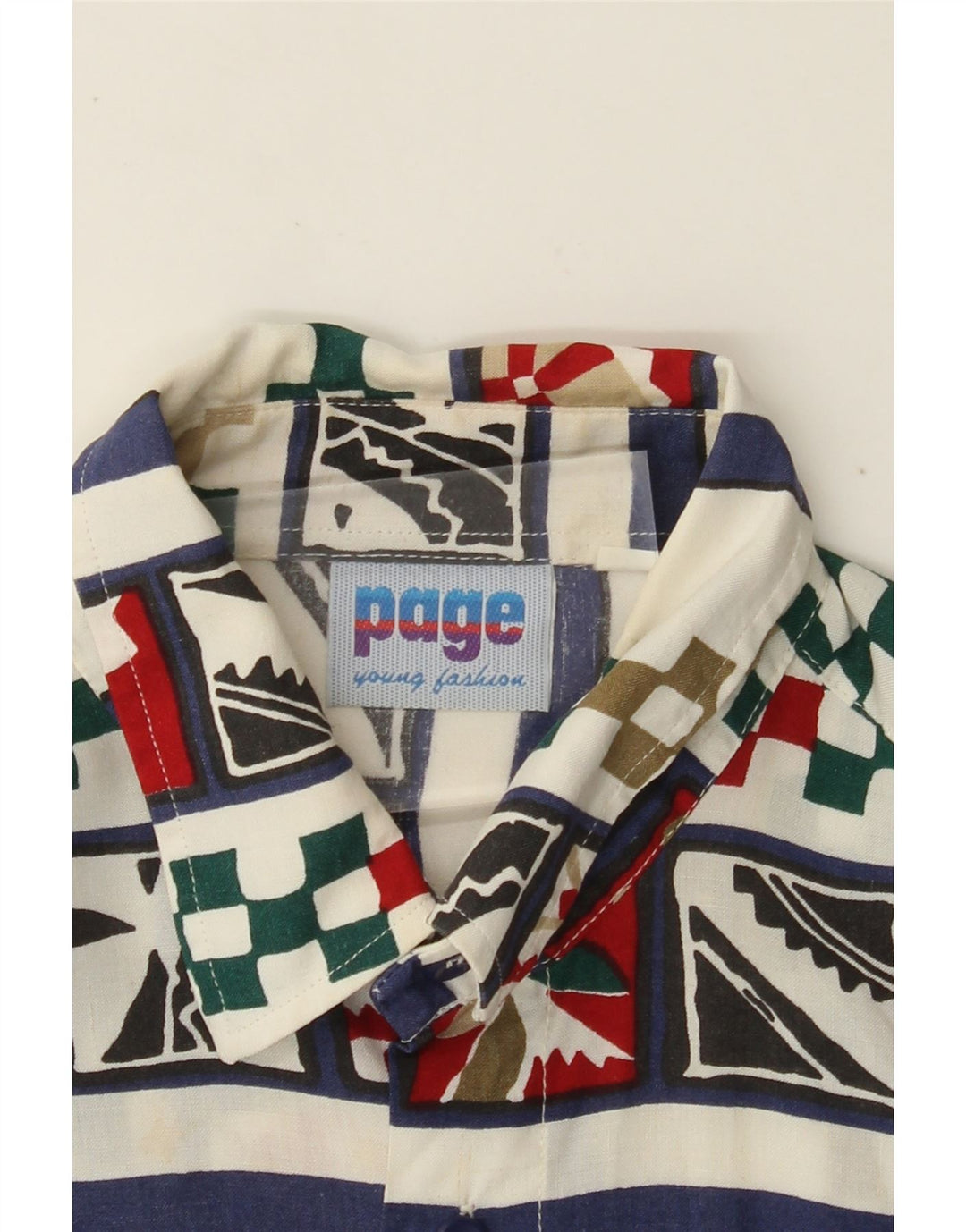 Cămașă cu mânecă scurtă pentru bărbați VINTAGE, albă, geometrică