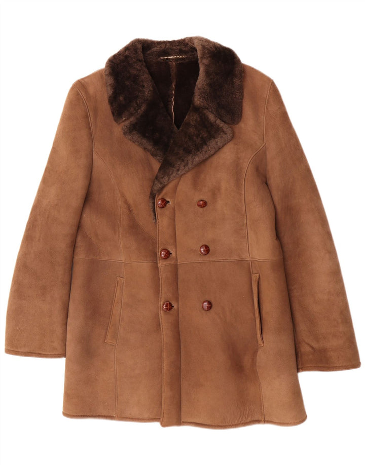 Palton dublu din shearling pentru bărbați Fibok UK 38 maro mediu