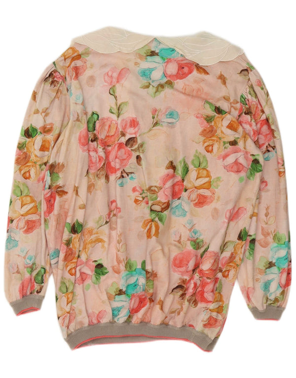 Bluză supradimensionată Vintage pentru femei IT 48 XL bumbac floral multicolor
