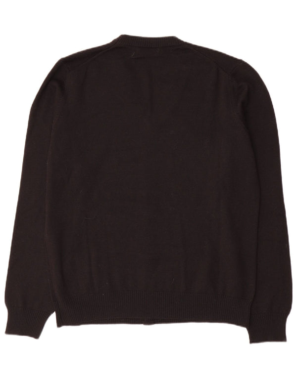 SISLEY Womens V-Neck Jumper Sweater UK 14 Medium Black Wool