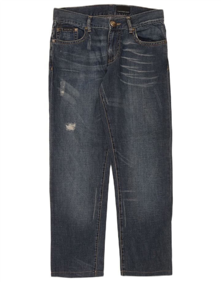 Calvin Klein Blugi Distressed Straight pentru bărbați W31 L28 Bumbac albastru