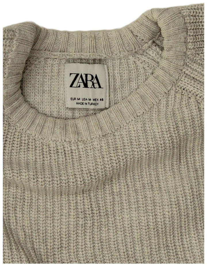 Pulover pentru bărbați Zara, cu gât de barcă, gri mediu