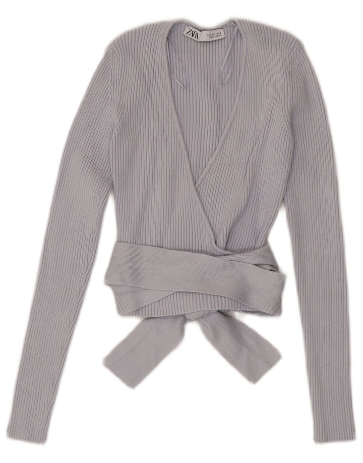 Top cardigan înfășurat pentru femei Zara UK 8 Small Blue