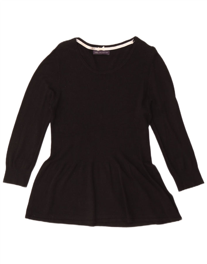 Top cu tunică cu mâneci 3/4 pentru femei Marks & Spencer UK 14 Medium Black Viscose