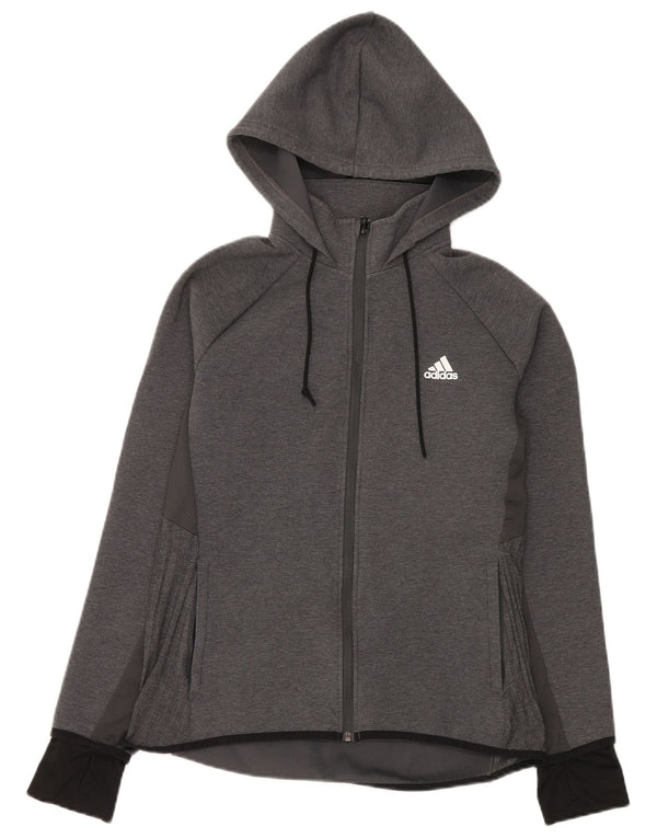 Pulover Adidas pentru femei, cu fermoar, UK 14, mare, gri bumbac