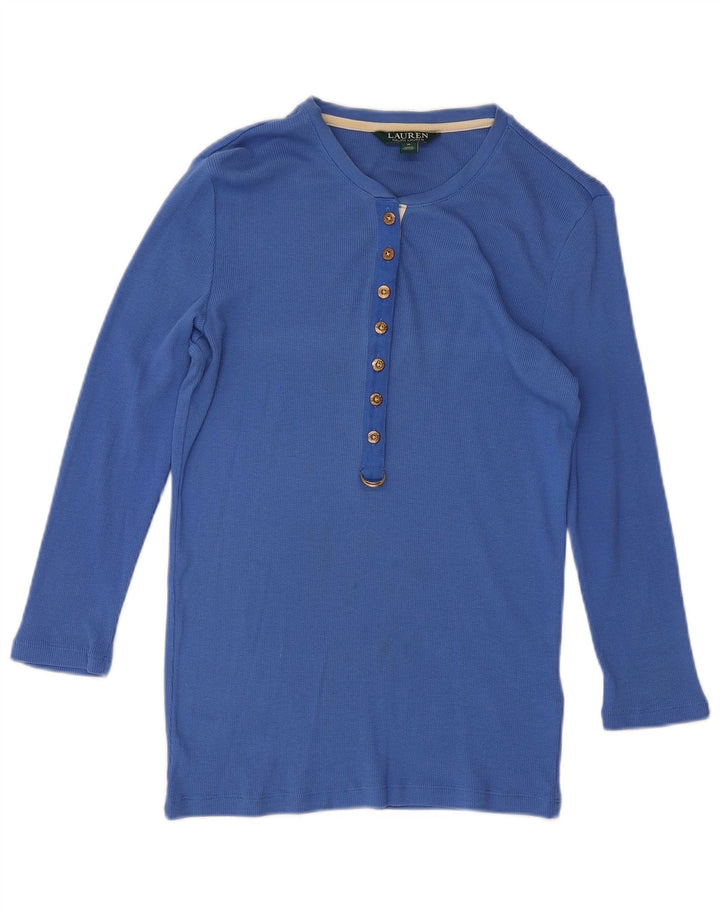 Top pentru femei RALPH LAUREN cu mâneci 3/4 UK 12, bumbac albastru mediu