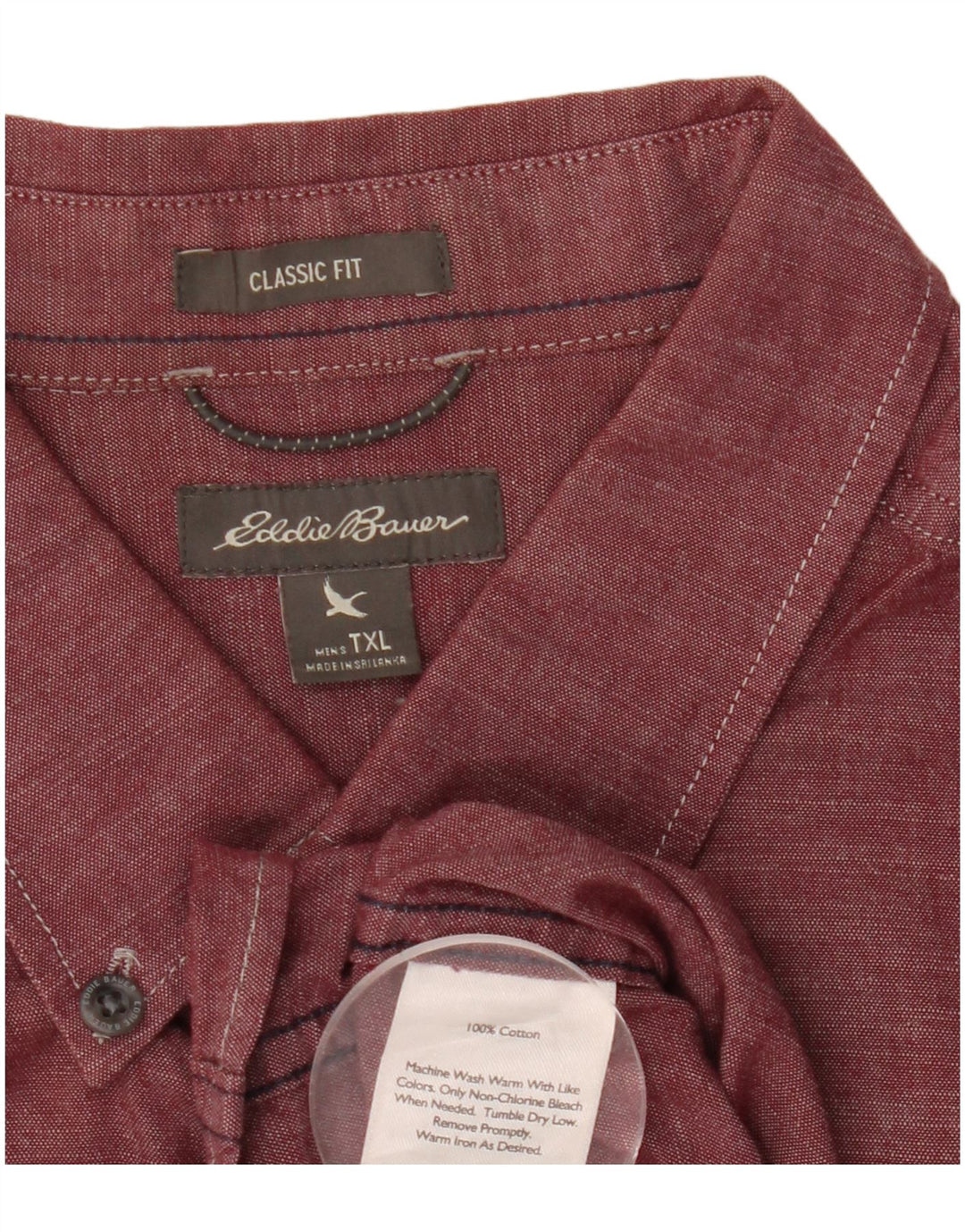 Cămașă EDDIE BAUER pentru bărbați, înaltă, cu potrivire clasică, XL, burgundă