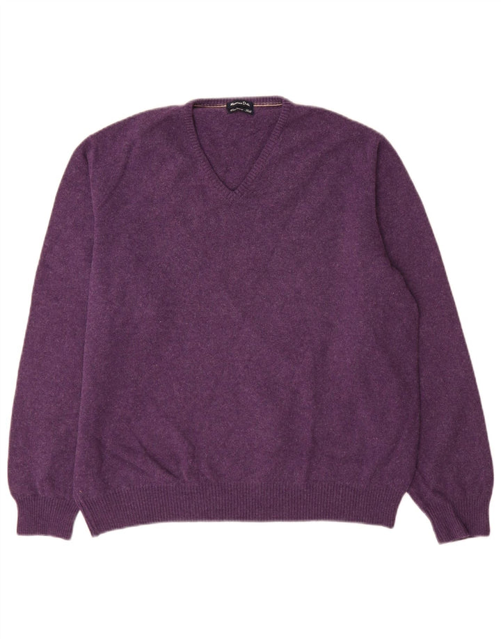 Massimo Dutti Pulover cu decolteu în V pentru bărbați XL Lână violet