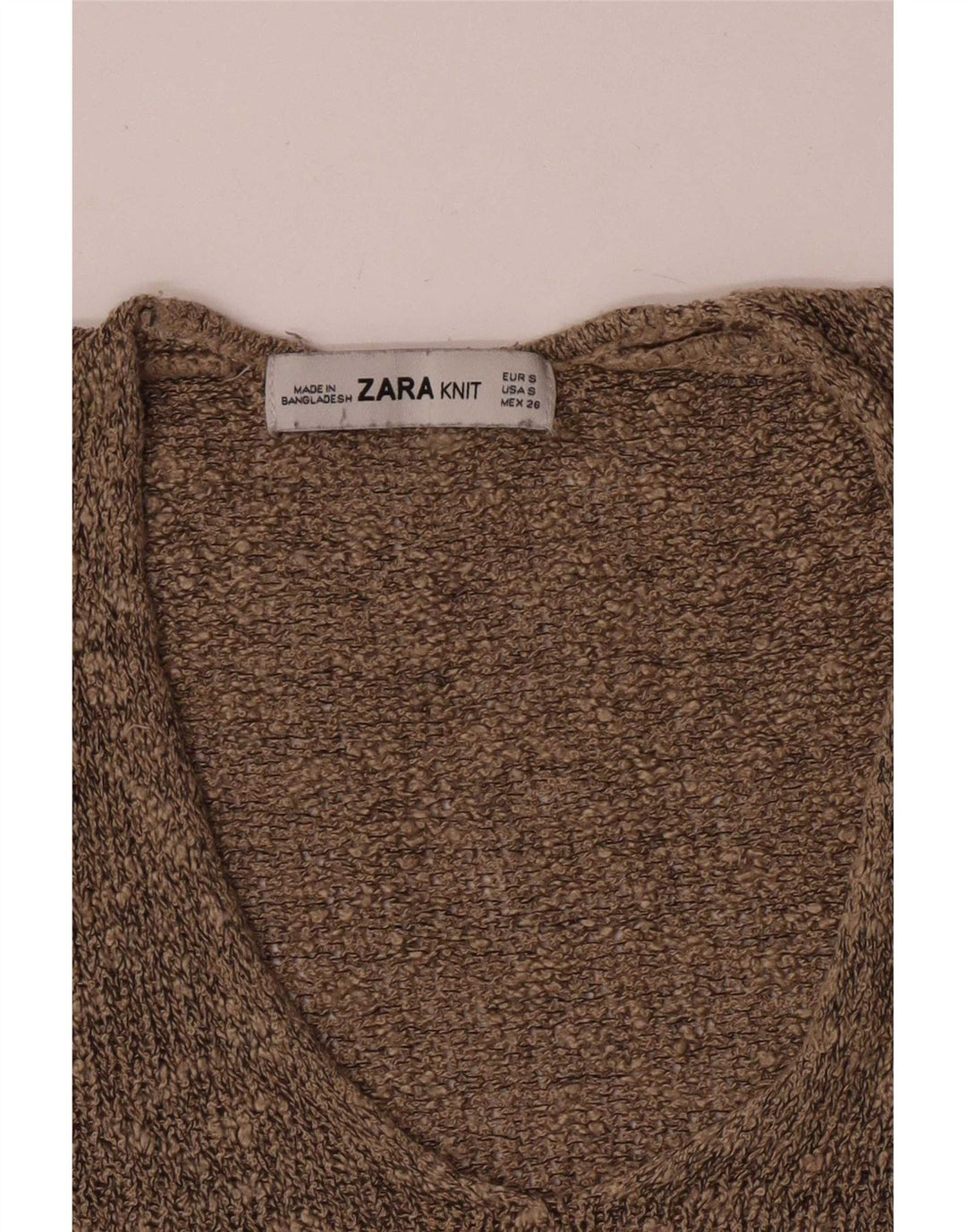 Zara Womens V-Neck Jumper Sweater UK 10 Small Brown