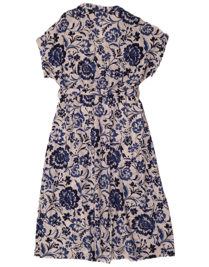 Rochie maxi cu mâneci scurte ZARA pentru femei UK 20 2XL Albastru Bumbac Floral