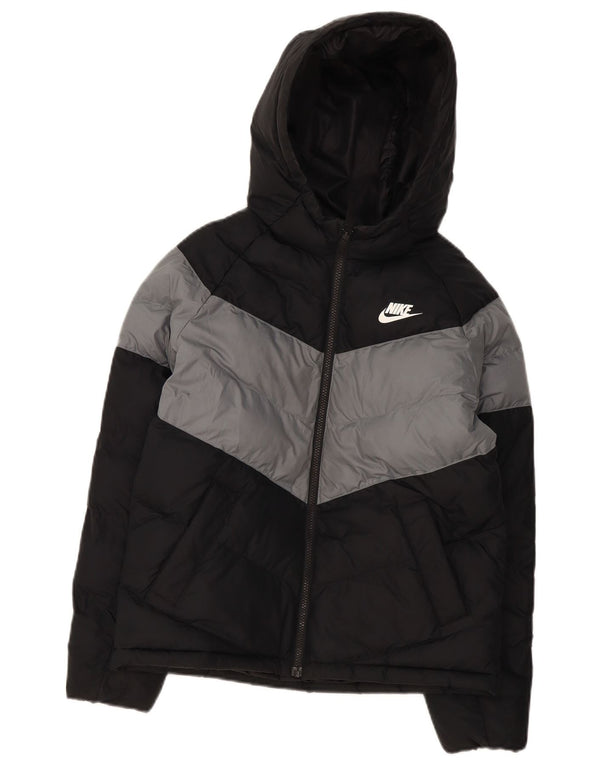 Jachetă căptușită cu glugă Nike pentru băieți 12-13 ani, negru, poliester