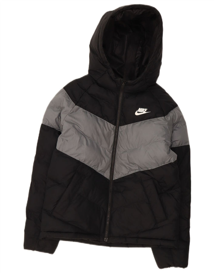 Jachetă căptușită cu glugă Nike pentru băieți 12-13 ani, negru, poliester