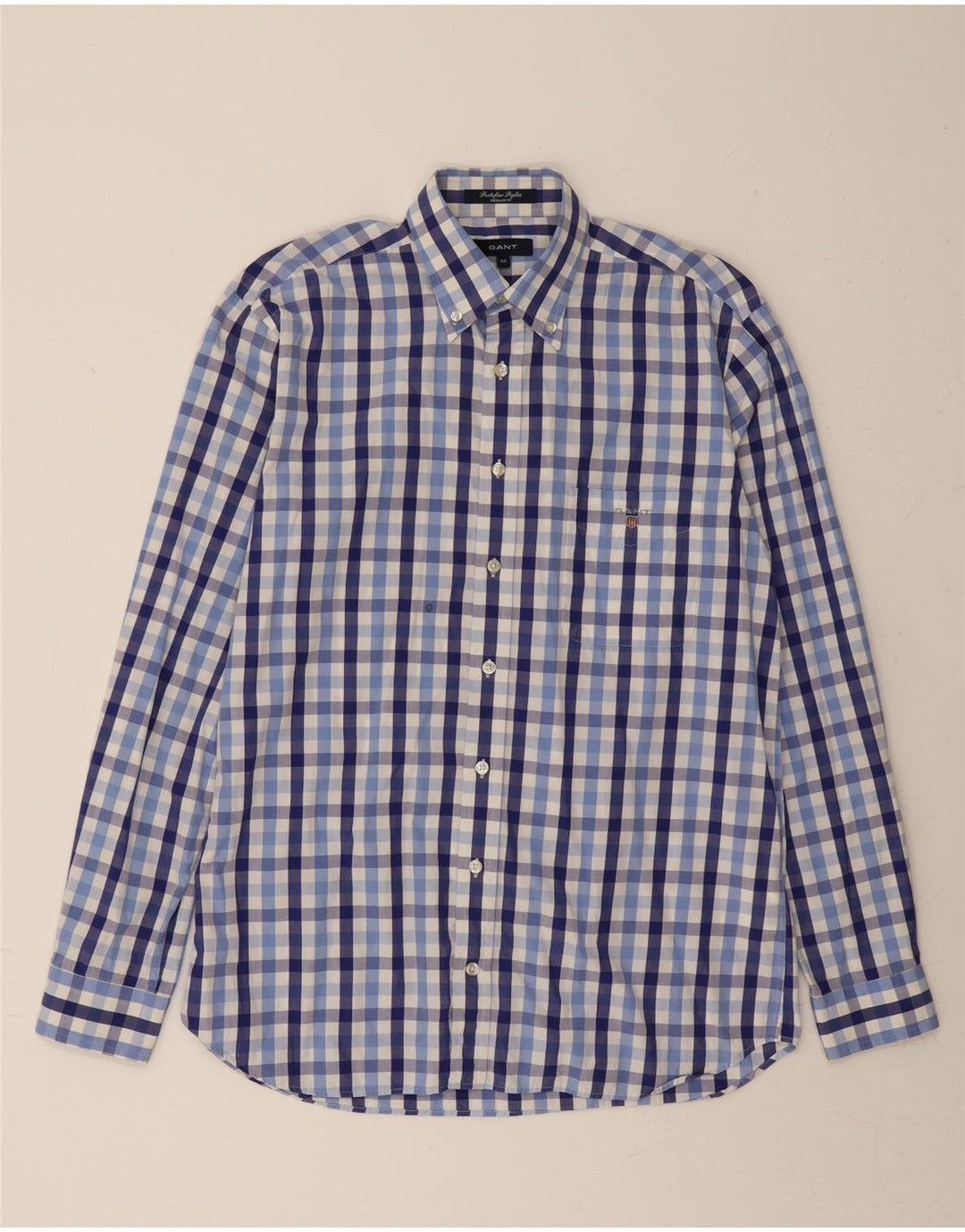 GANT Mens Regular Fit Shirt Medium Blue Check Cotton Vintage Gant and Second-Hand Gant from Messina Hembry 