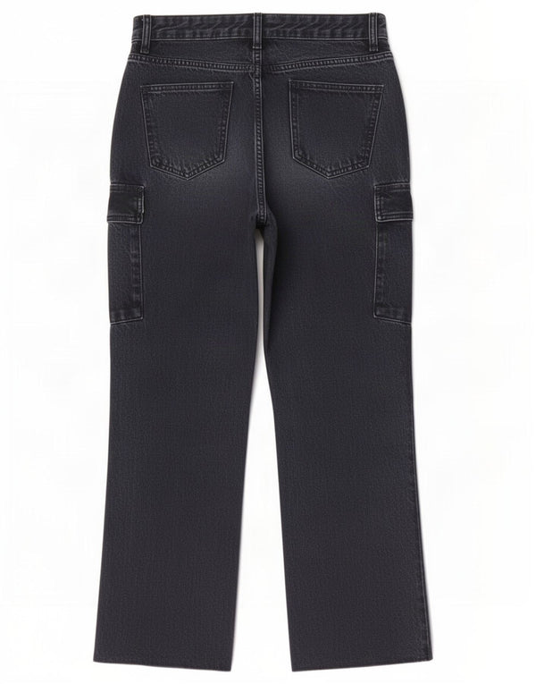 Zara Womens Cargo Straight Jeans EU 36 XS W26 L28 Black