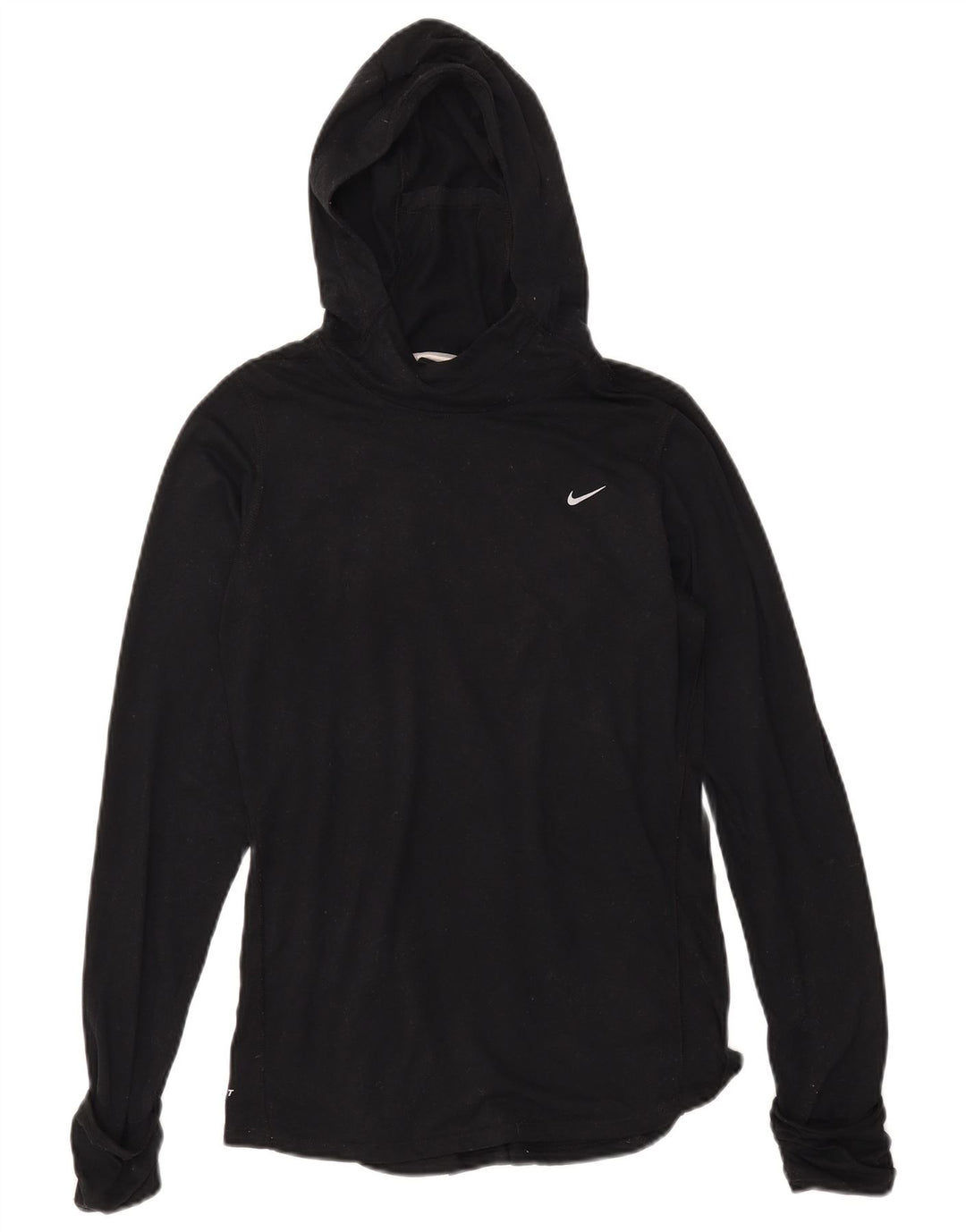 Top cu glugă NIKE Dri Fit pentru femei cu mânecă lungă UK 14 Poliester mediu negru