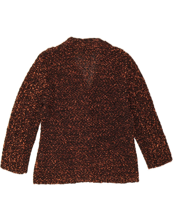 VERDE Pulover cardigan supradimensionat pentru femei cu mâneci 3/4 UK 14 Maro mediu