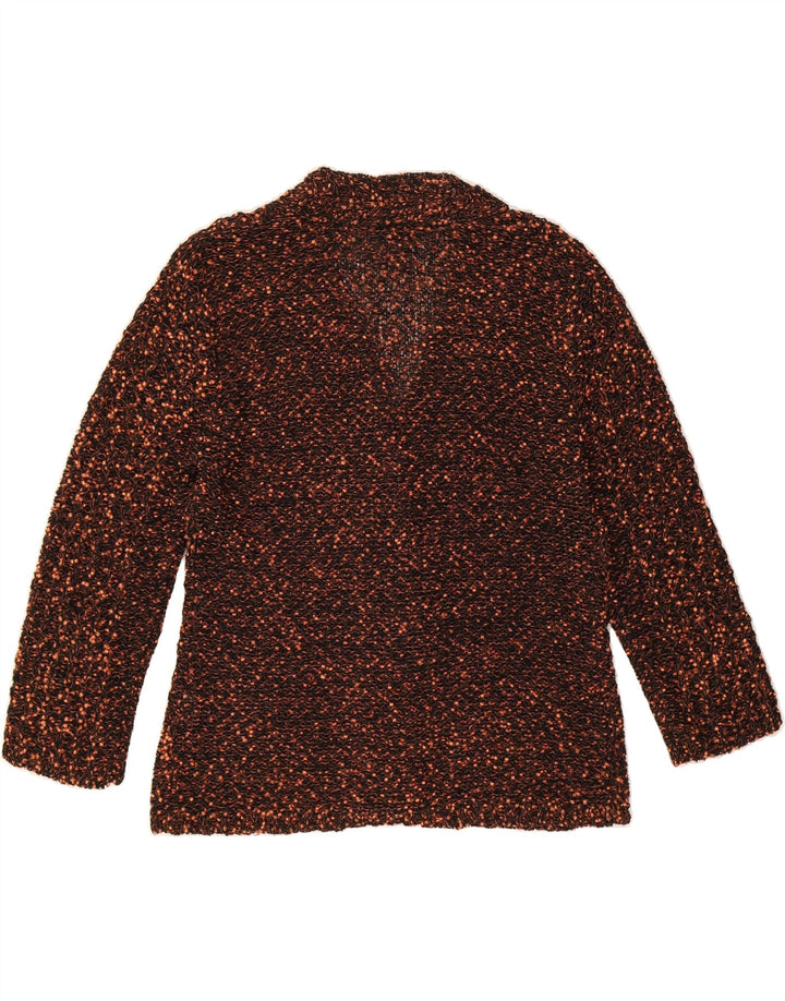 VERDE Pulover cardigan supradimensionat pentru femei cu mâneci 3/4 UK 14 Maro mediu