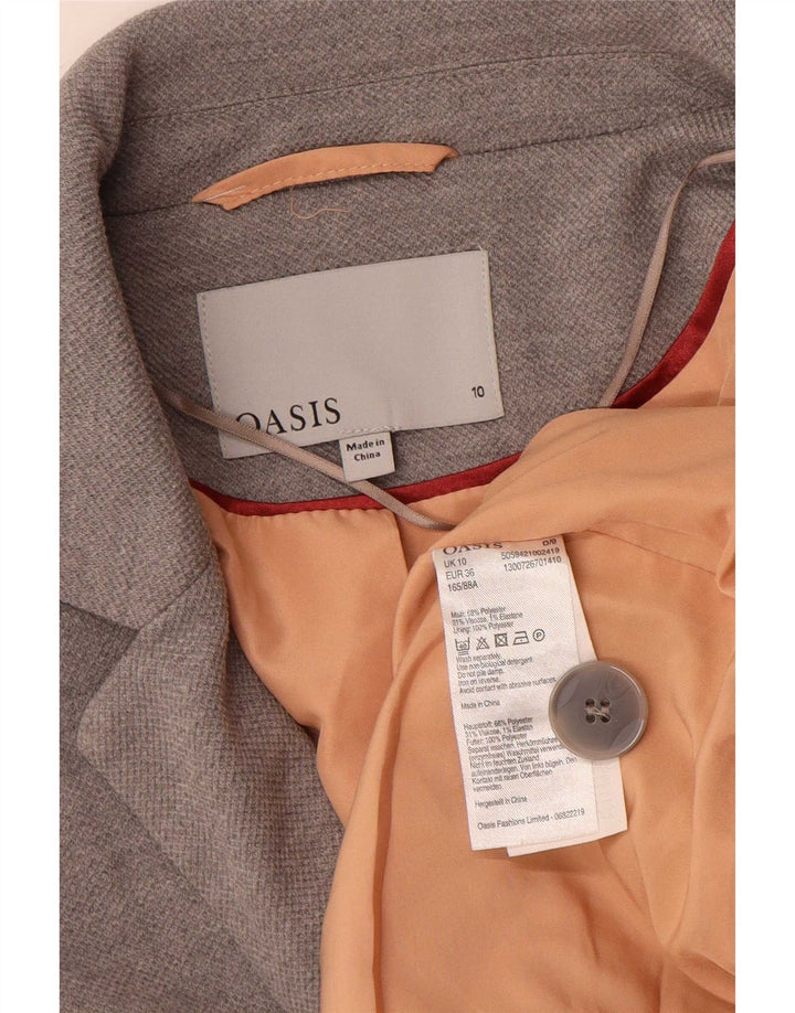 Jachetă pentru femei Oasis, cu 1 buton, cu o formă largi, poliester, gri mic, 10 UK