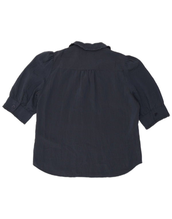 Bluză cămașă cu volane în față pentru femei de la French Connection UK 12 Medium Bleumarin