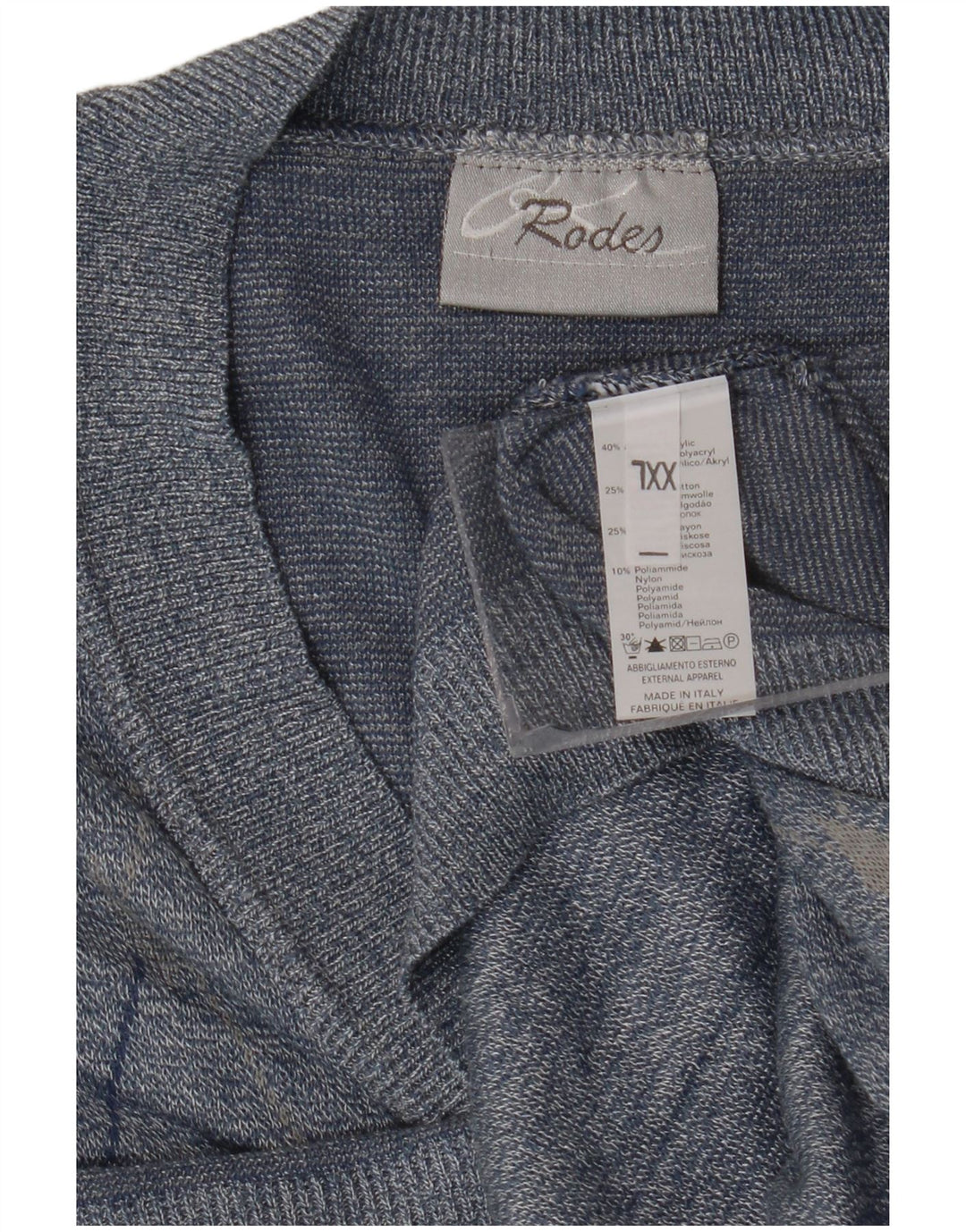 Pulover cardigan Rodes pentru bărbați 2XL albastru Argyle/Diamond Acrylic